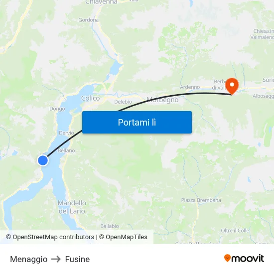 Menaggio to Fusine map