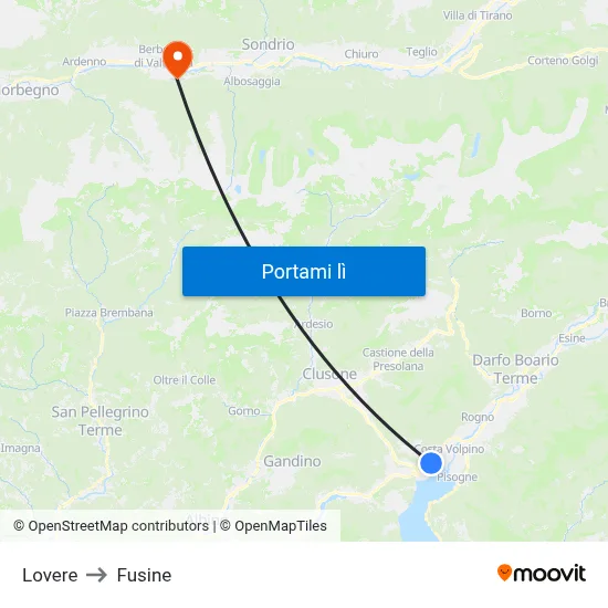 Lovere to Fusine map
