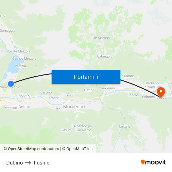 Dubino to Fusine map