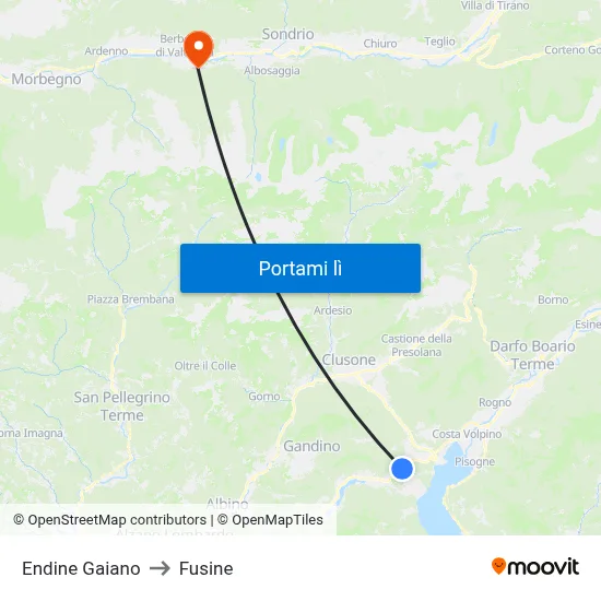Endine Gaiano to Fusine map