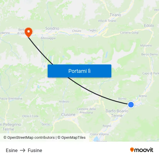 Esine to Fusine map