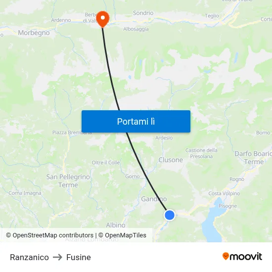 Ranzanico to Fusine map