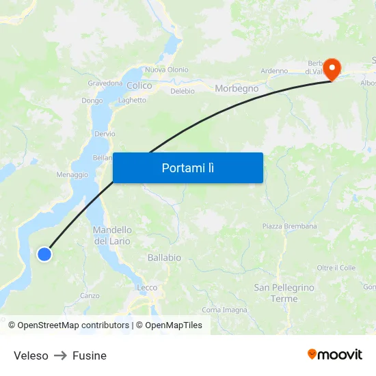 Veleso to Fusine map