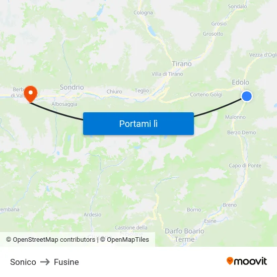 Sonico to Fusine map