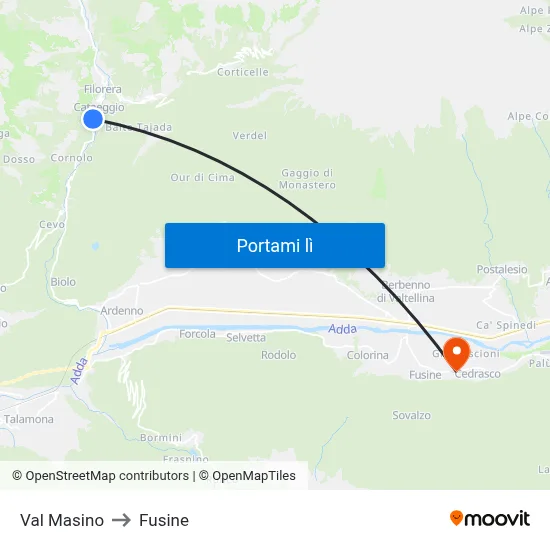 Val Masino to Fusine map