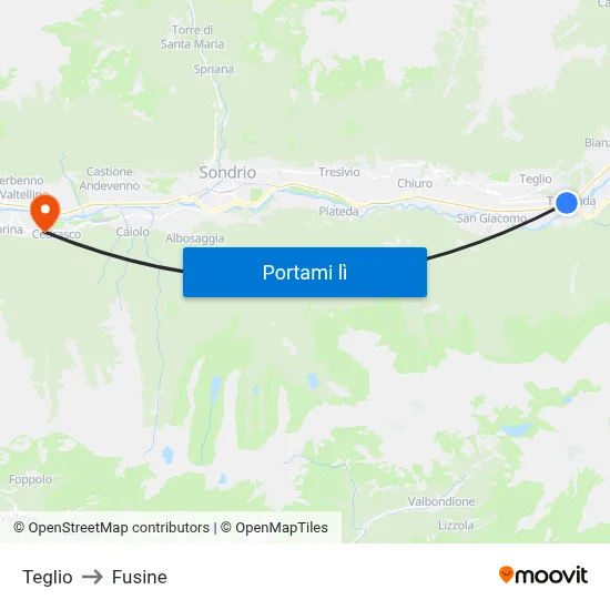 Teglio to Fusine map