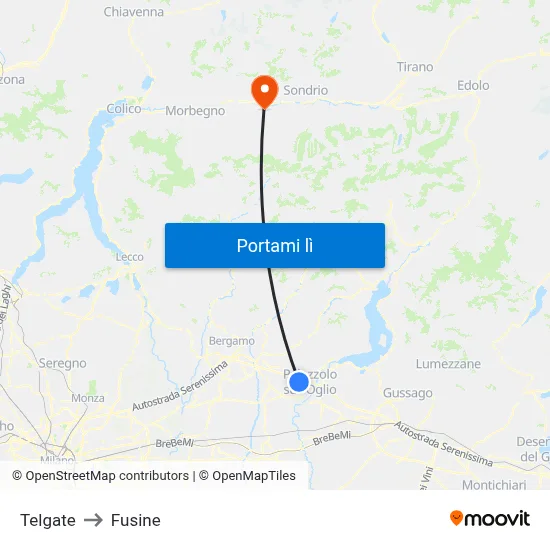Telgate to Fusine map