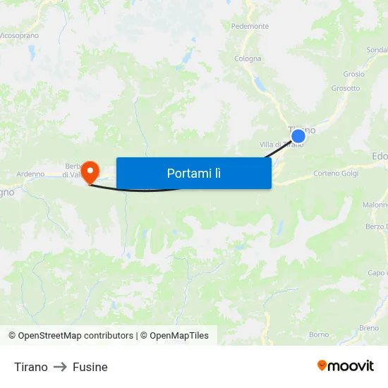 Tirano to Fusine map