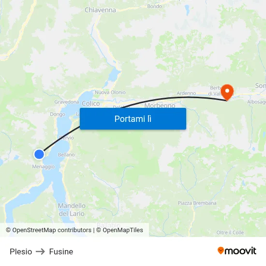Plesio to Fusine map