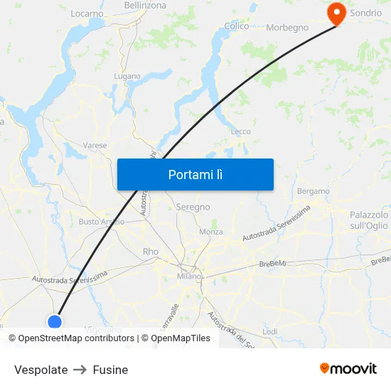 Vespolate to Fusine map