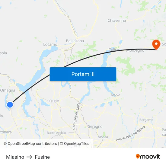 Miasino to Fusine map