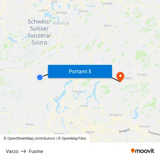 Varzo to Fusine map