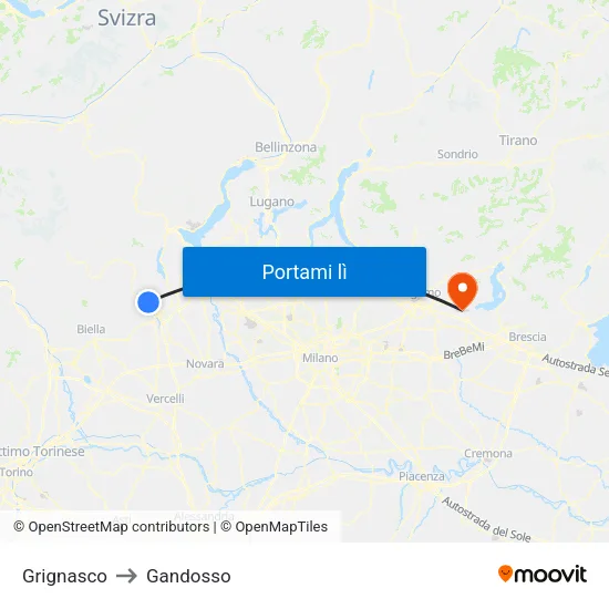Grignasco to Gandosso map