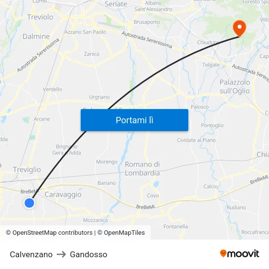 Calvenzano to Gandosso map