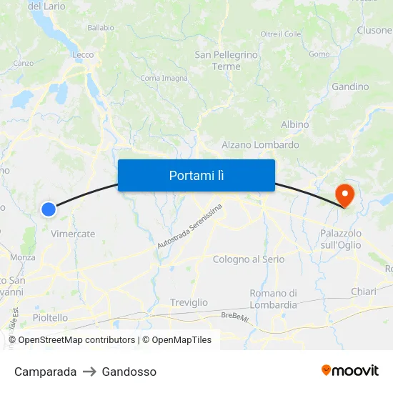 Camparada to Gandosso map