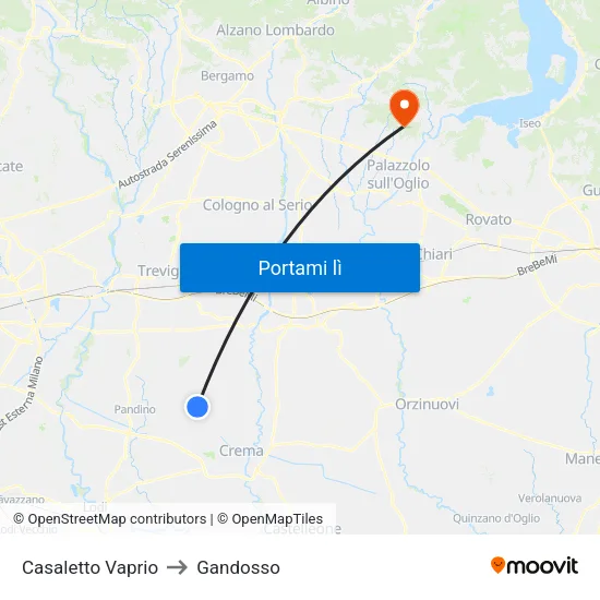 Casaletto Vaprio to Gandosso map