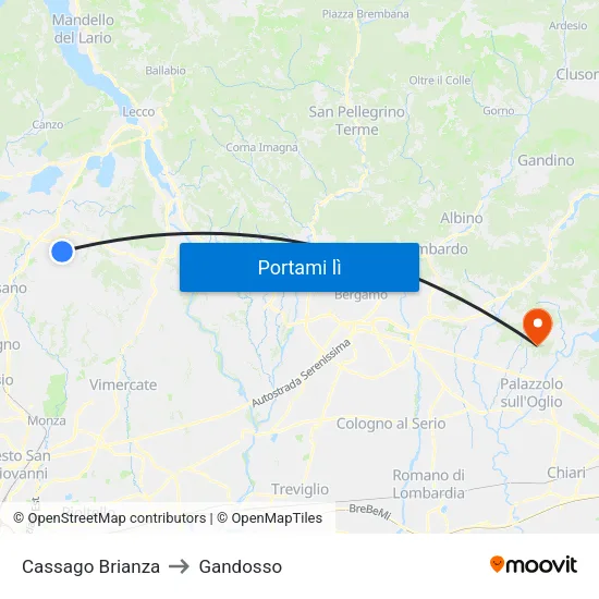 Cassago Brianza to Gandosso map