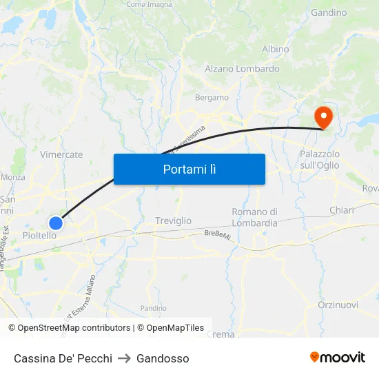 Cassina De' Pecchi to Gandosso map