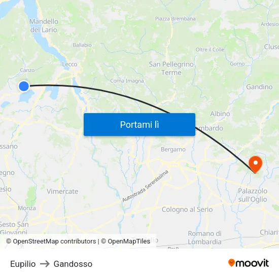 Eupilio to Gandosso map