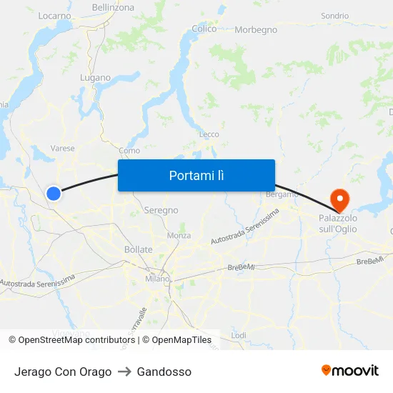 Jerago Con Orago to Gandosso map