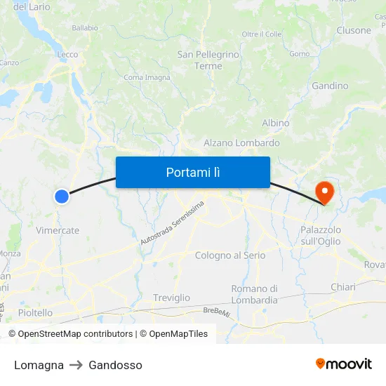 Lomagna to Gandosso map