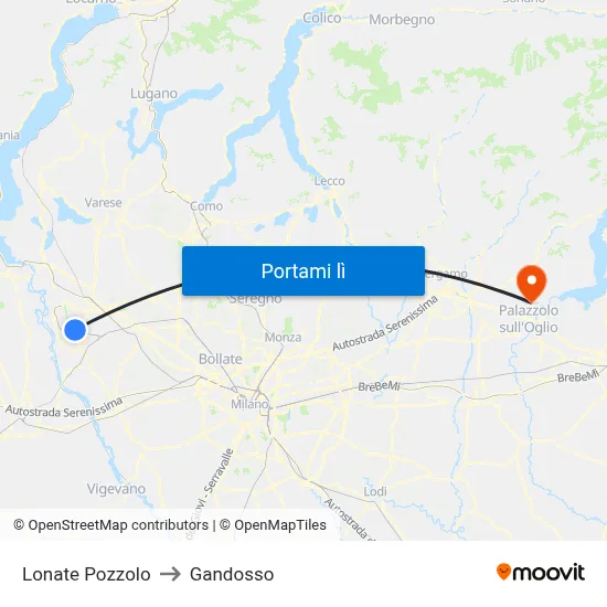 Lonate Pozzolo to Gandosso map