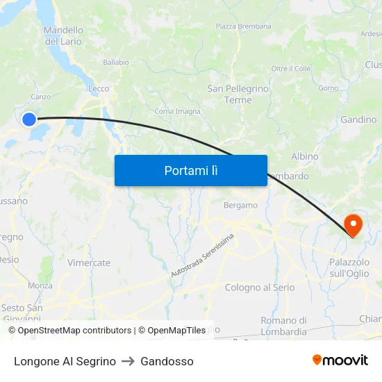 Longone Al Segrino to Gandosso map