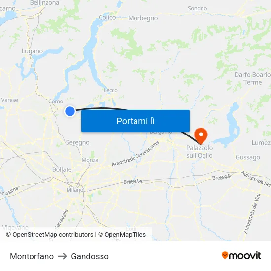 Montorfano to Gandosso map