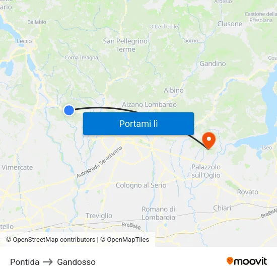 Pontida to Gandosso map
