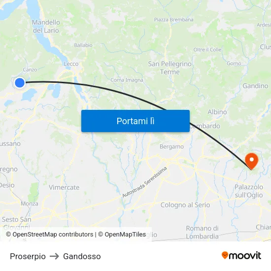 Proserpio to Gandosso map