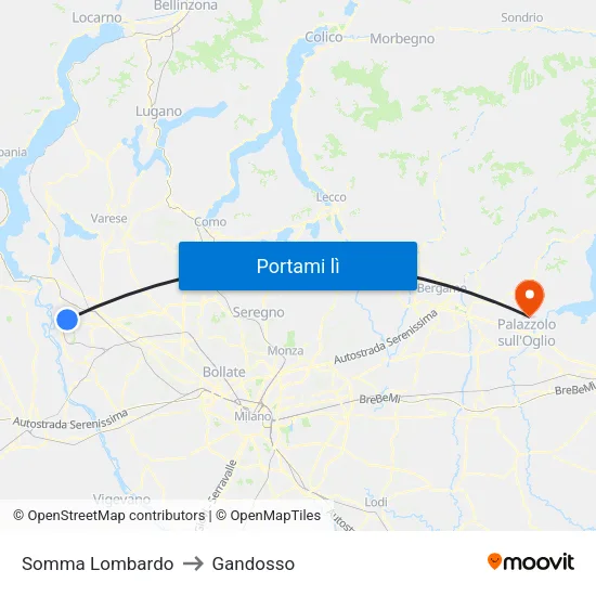 Somma Lombardo to Gandosso map
