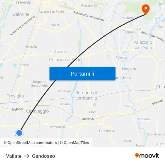 Vailate to Gandosso map