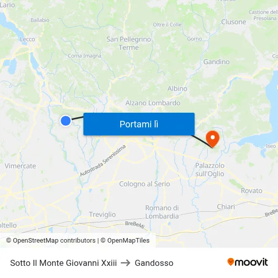 Sotto Il Monte Giovanni Xxiii to Gandosso map