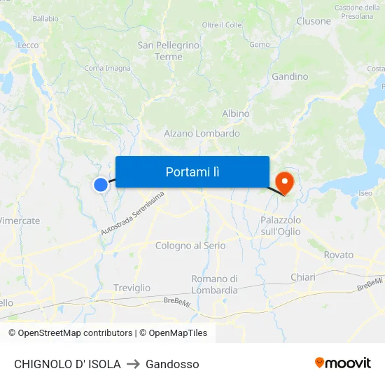 CHIGNOLO D' ISOLA to Gandosso map