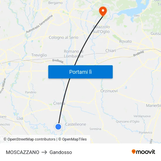 MOSCAZZANO to Gandosso map
