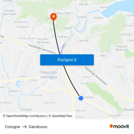 Cologne to Gandosso map