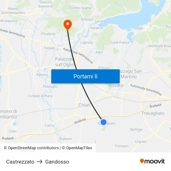 Castrezzato to Gandosso map