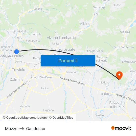 Mozzo to Gandosso map