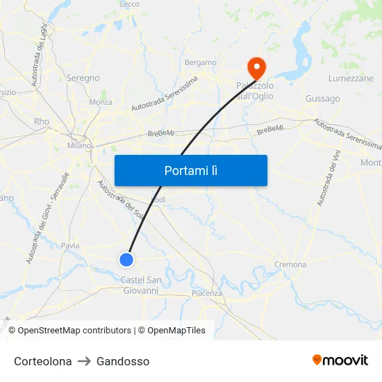 Corteolona to Gandosso map