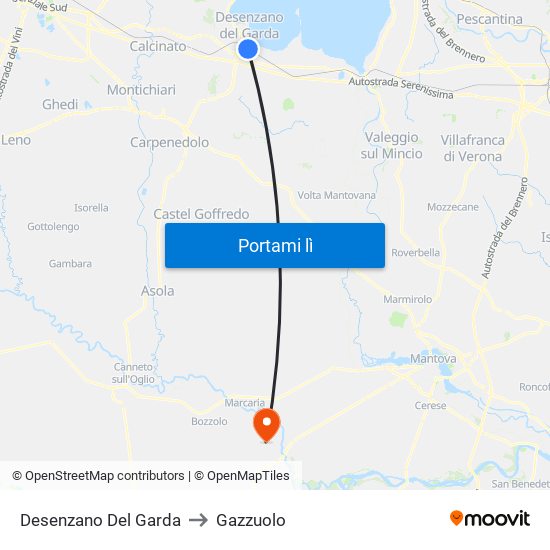 Desenzano Del Garda to Gazzuolo map