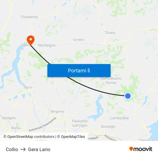 Collio to Gera Lario map