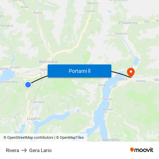 Rivera to Gera Lario map