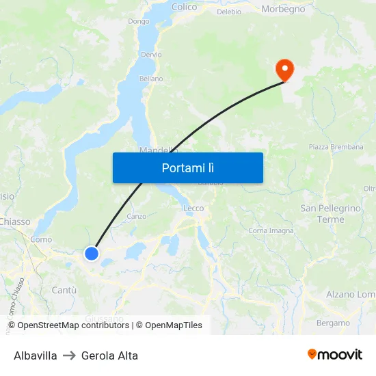 Albavilla to Gerola Alta map