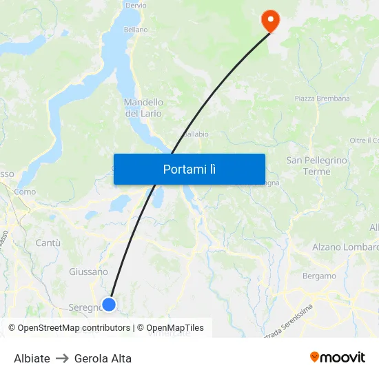 Albiate to Gerola Alta map