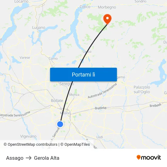 Assago to Gerola Alta map