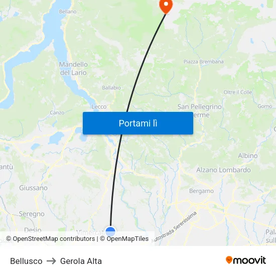 Bellusco to Gerola Alta map