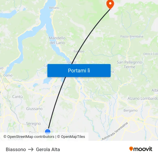 Biassono to Gerola Alta map