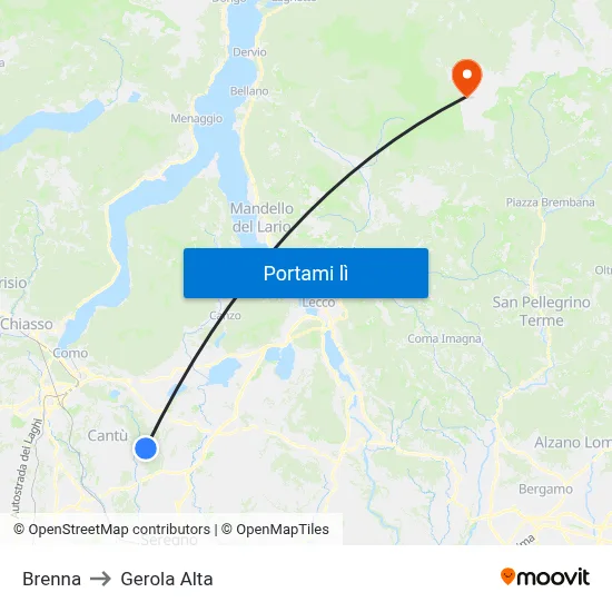 Brenna to Gerola Alta map