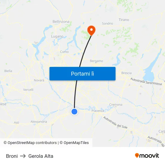 Broni to Gerola Alta map
