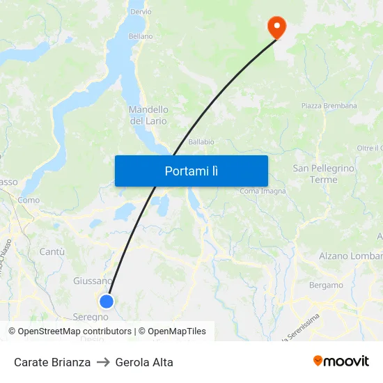 Carate Brianza to Gerola Alta map
